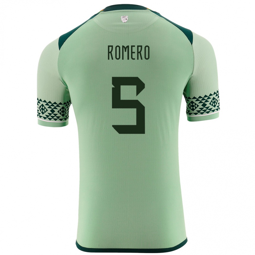 Men Football Bolivia César Romero #5 Light Green Home Jersey 24-26 T-Shirt Uk