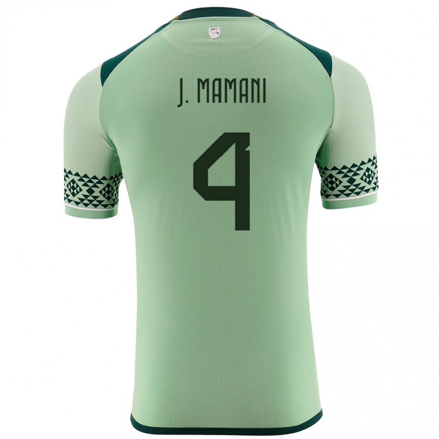 Men Football Bolivia Jhylian Mary Mamani #4 Light Green Home Jersey 24-26 T-Shirt Uk