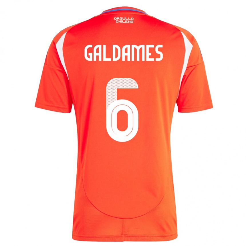 Men Football Chile Thomas Galdames #6 Red Home Jersey 24-26 T-Shirt Uk