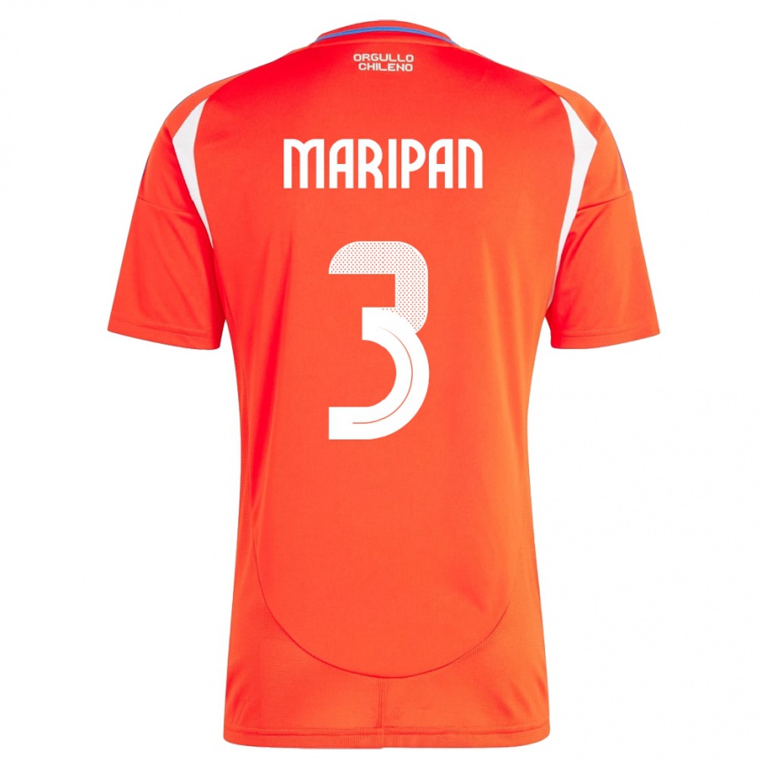 Men Football Chile Guillermo Maripán #3 Red Home Jersey 24-26 T-Shirt Uk