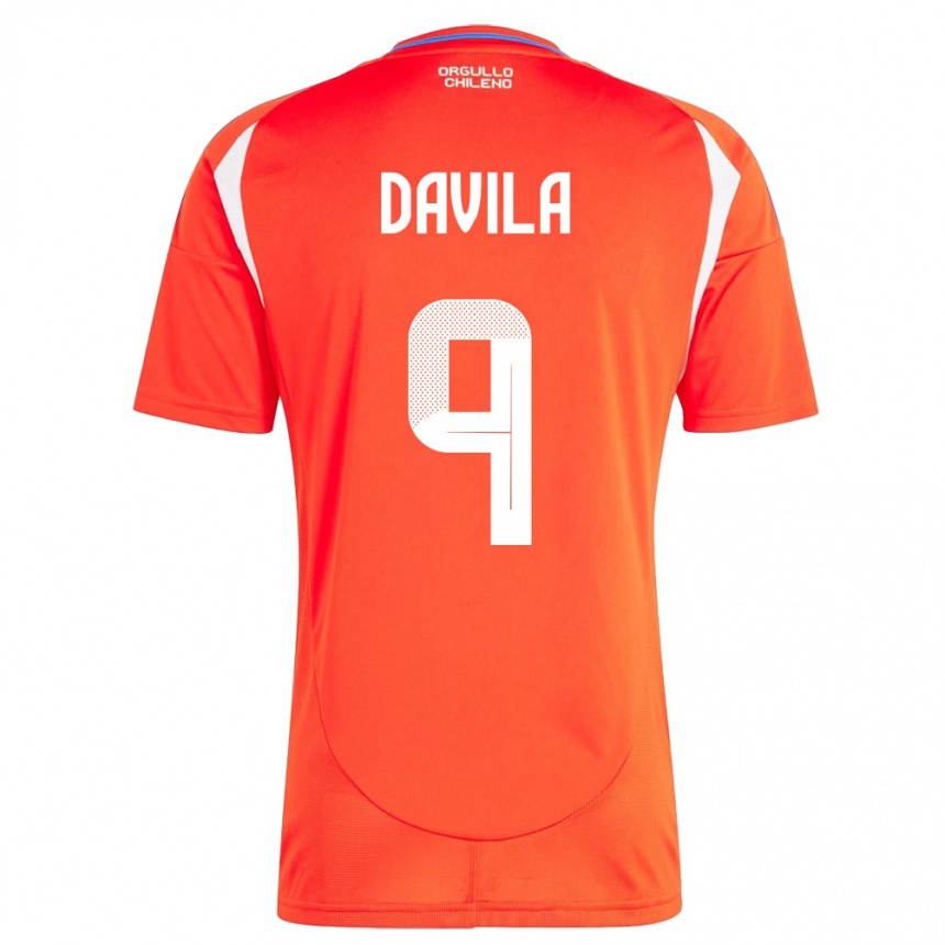 Men Football Chile Víctor Dávila #9 Red Home Jersey 24-26 T-Shirt Uk