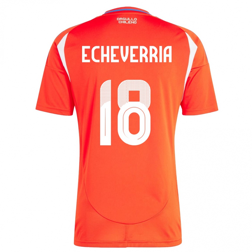 Men Football Chile Rodrigo Echeverría #18 Red Home Jersey 24-26 T-Shirt Uk