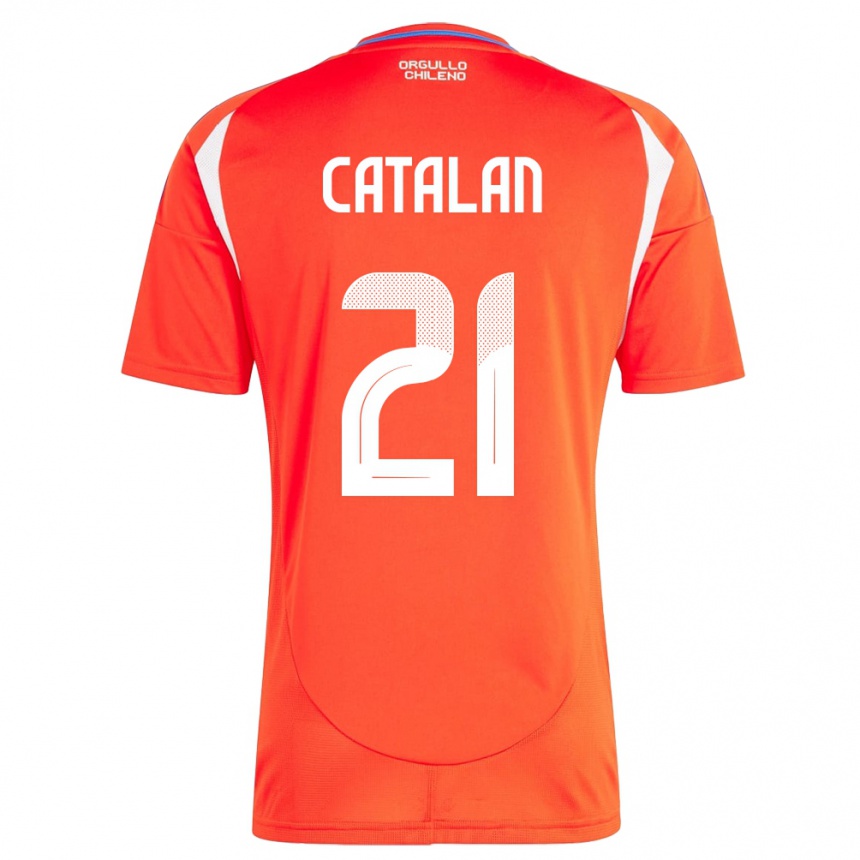 Men Football Chile Matías Catalán #21 Red Home Jersey 24-26 T-Shirt Uk