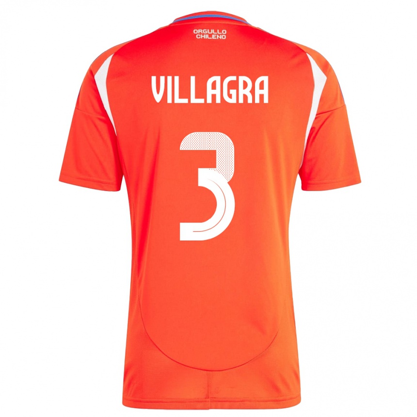 Men Football Chile Jonathan Villagra #3 Red Home Jersey 24-26 T-Shirt Uk