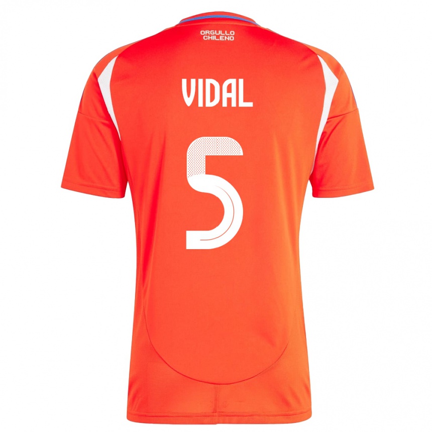 Men Football Chile Valentín Vidal #5 Red Home Jersey 24-26 T-Shirt Uk