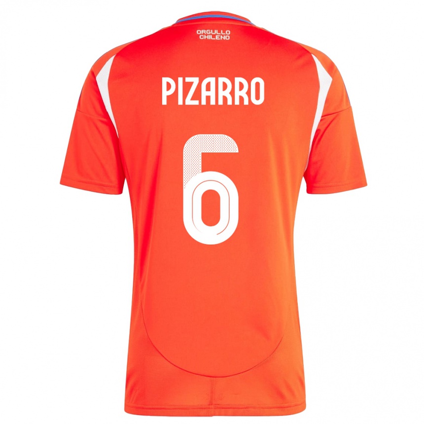 Men Football Chile Vicente Pizarro #6 Red Home Jersey 24-26 T-Shirt Uk