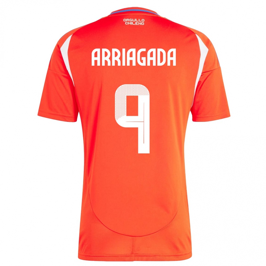 Men Football Chile Luciano Arriagada #9 Red Home Jersey 24-26 T-Shirt Uk