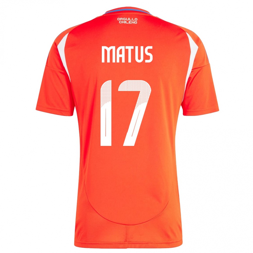 Men Football Chile Esteban Matus #17 Red Home Jersey 24-26 T-Shirt Uk