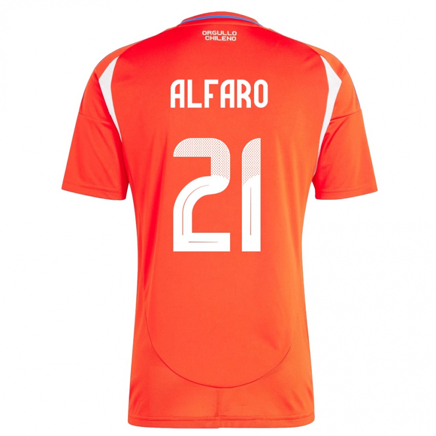 Men Football Chile Julián Alfaro #21 Red Home Jersey 24-26 T-Shirt Uk