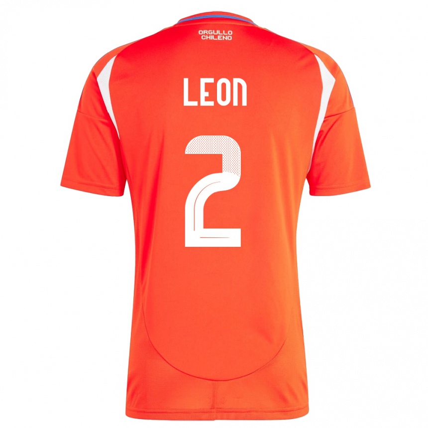 Men Football Chile Maicol León #2 Red Home Jersey 24-26 T-Shirt Uk