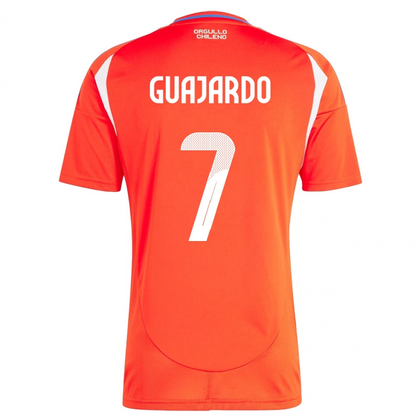 Men Football Chile Paolo Guajardo #7 Red Home Jersey 24-26 T-Shirt Uk