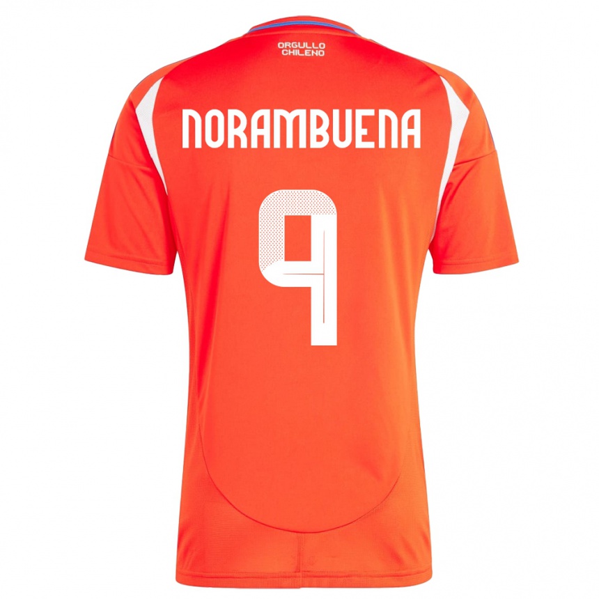 Men Football Chile Gabriel Norambuena #9 Red Home Jersey 24-26 T-Shirt Uk