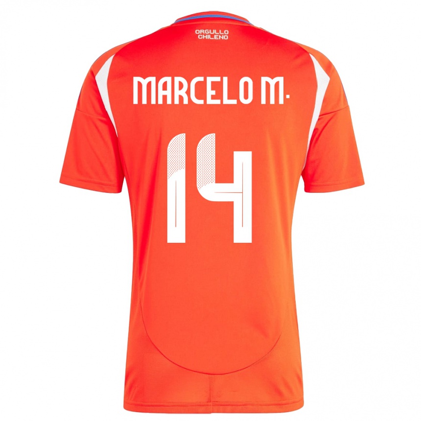 Men Football Chile Marcelo Morales #14 Red Home Jersey 24-26 T-Shirt Uk