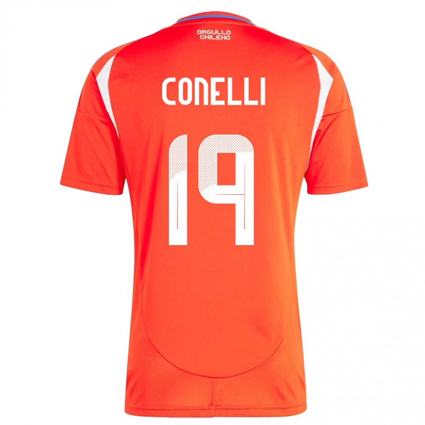 Men Football Chile Vicente Conelli #19 Red Home Jersey 24-26 T-Shirt Uk