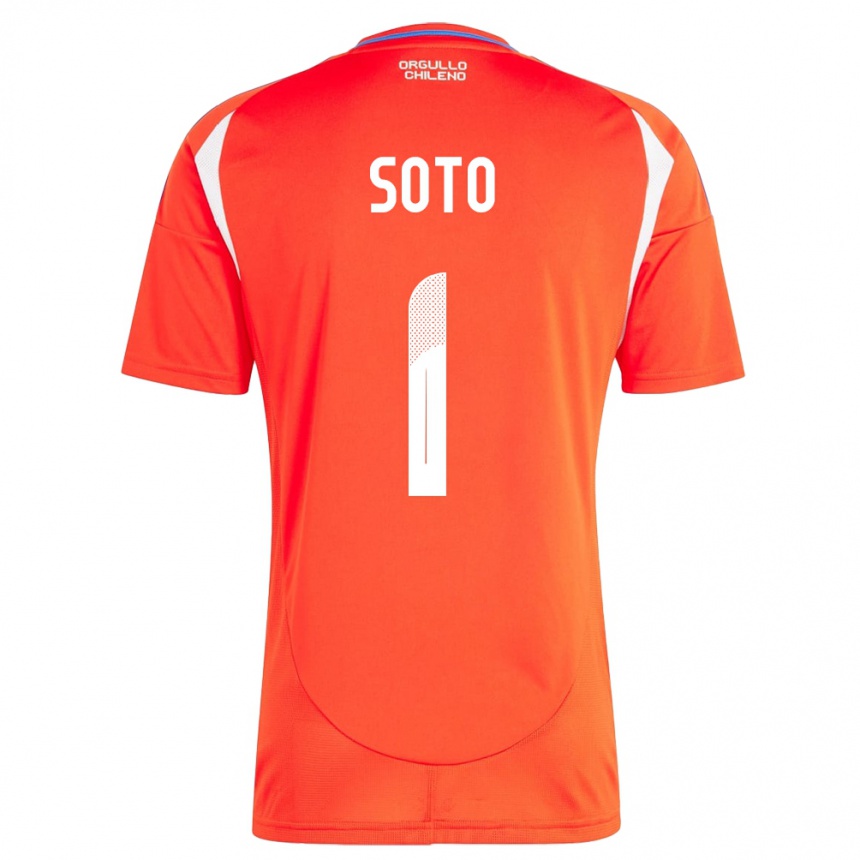 Men Football Chile Fernando Soto #1 Red Home Jersey 24-26 T-Shirt Uk