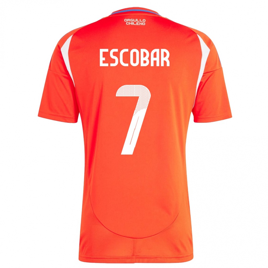 Men Football Chile Bastián Escobar #7 Red Home Jersey 24-26 T-Shirt Uk