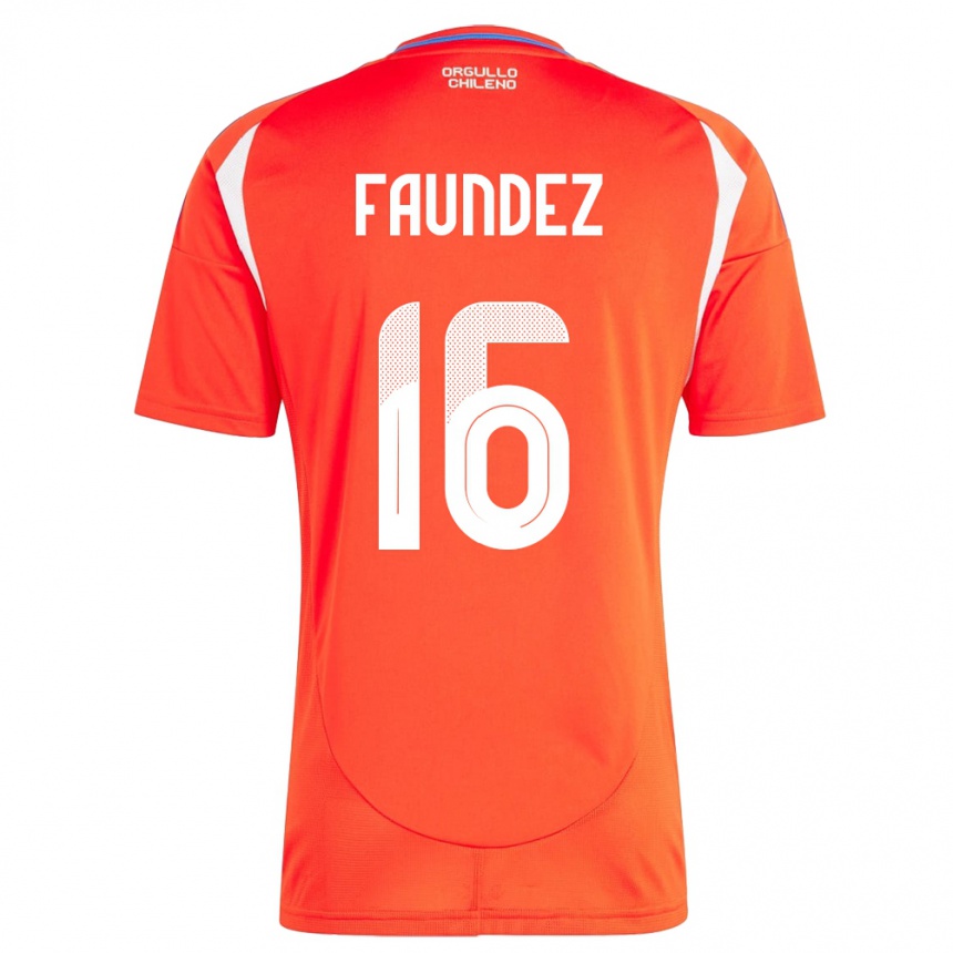 Men Football Chile Felipe Faúndez #16 Red Home Jersey 24-26 T-Shirt Uk