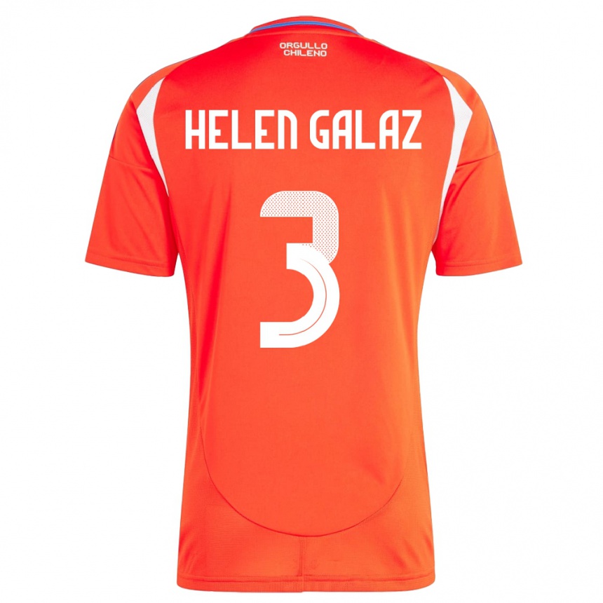 Men Football Chile Su Helen Galaz #3 Red Home Jersey 24-26 T-Shirt Uk