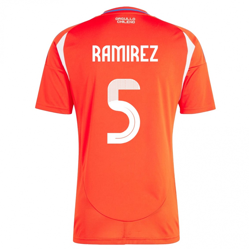 Men Football Chile Fernanda Ramírez #5 Red Home Jersey 24-26 T-Shirt Uk