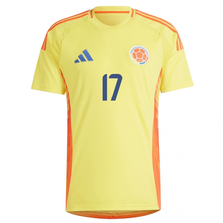 Men Football Colombia Andrés Salazar #17 Yellow Home Jersey 24-26 T-Shirt Uk