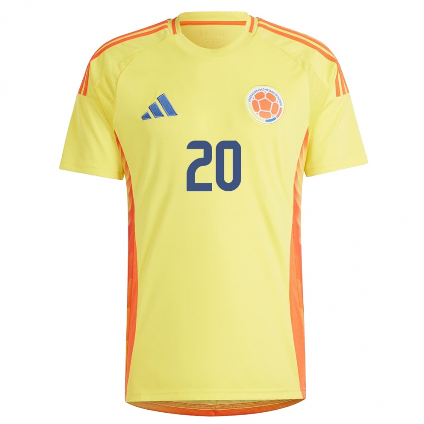 Men Football Colombia Óscar Cortés #20 Yellow Home Jersey 24-26 T-Shirt Uk