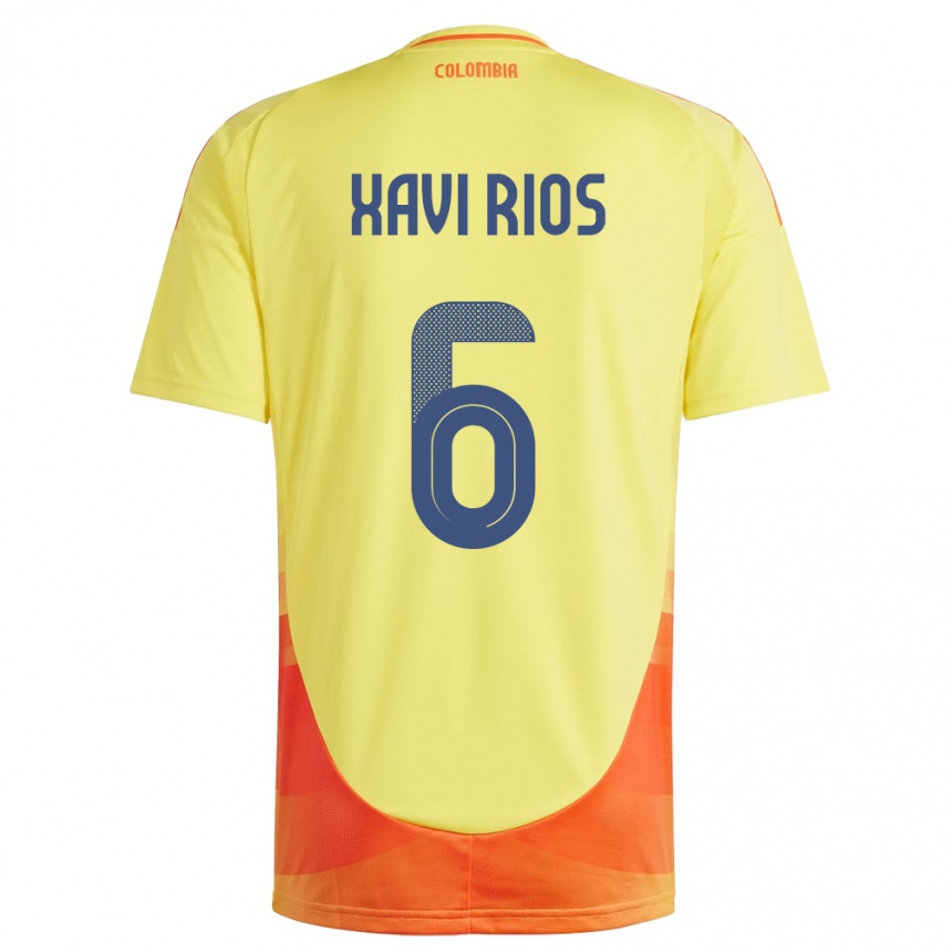 Men Football Colombia Xavi Ríos #6 Yellow Home Jersey 24-26 T-Shirt Uk