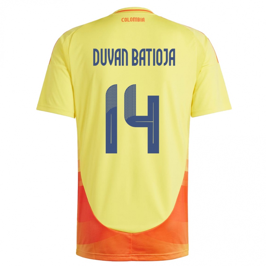 Men Football Colombia Andy Duván Batioja #14 Yellow Home Jersey 24-26 T-Shirt Uk