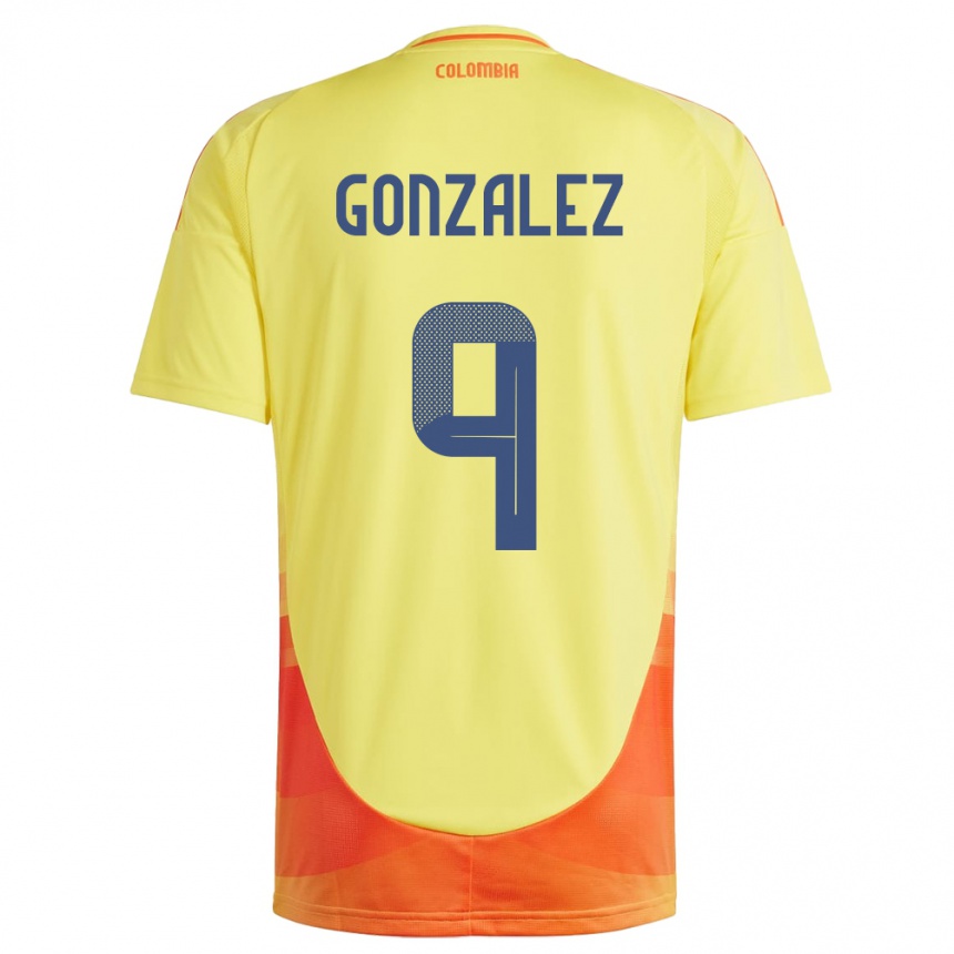 Men Football Colombia Manuela González #9 Yellow Home Jersey 24-26 T-Shirt Uk