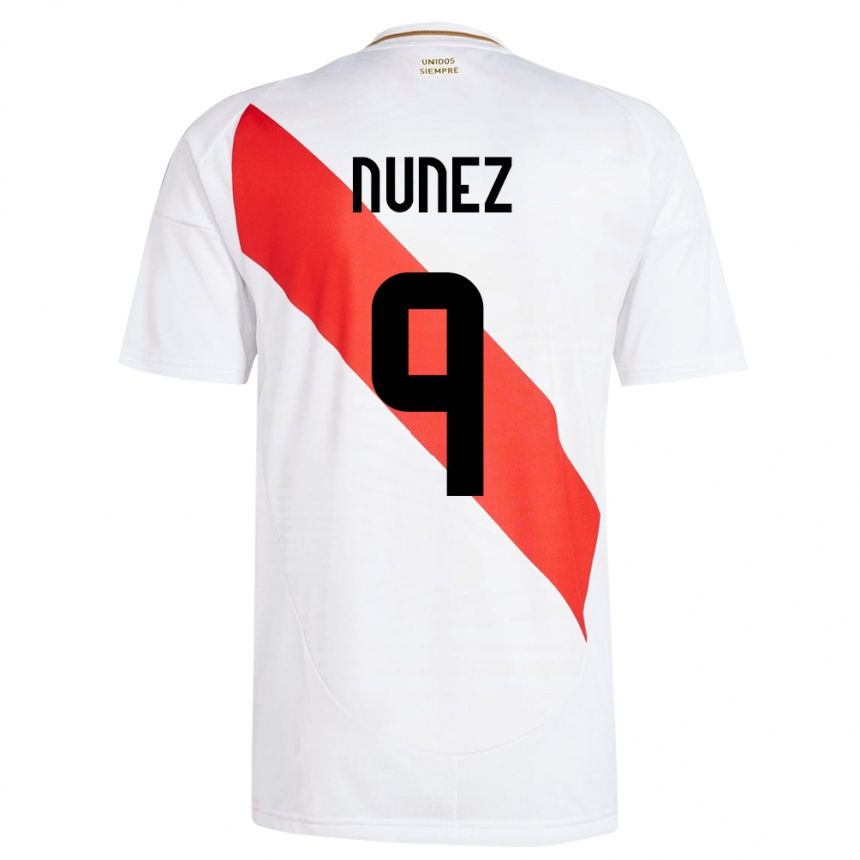 Men Football Peru Pierina Núñez #9 White Home Jersey 24-26 T-Shirt Uk