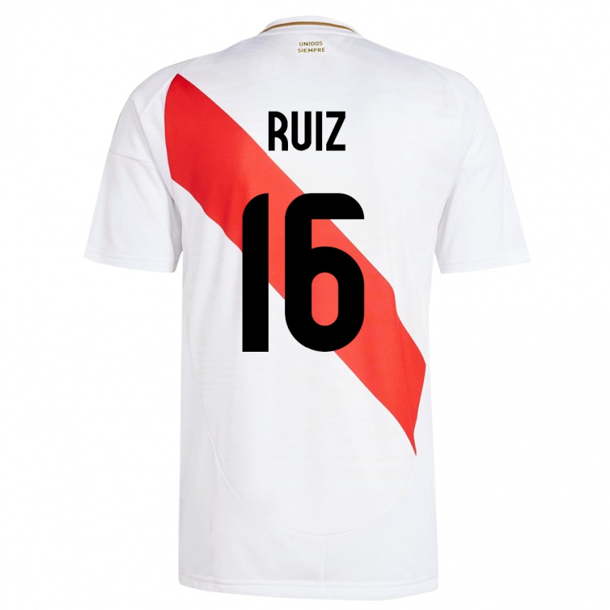 Men Football Peru Birka Ruiz #16 White Home Jersey 24-26 T-Shirt Uk