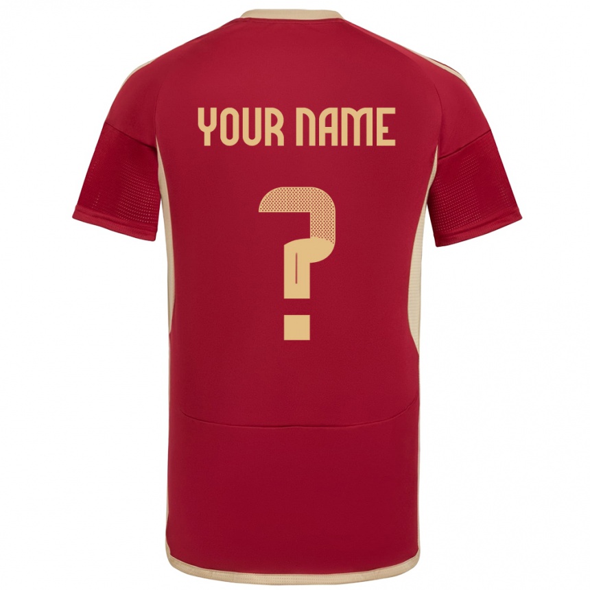 Men Football Venezuela Your Name #0 Burgundy Home Jersey 24-26 T-Shirt Uk