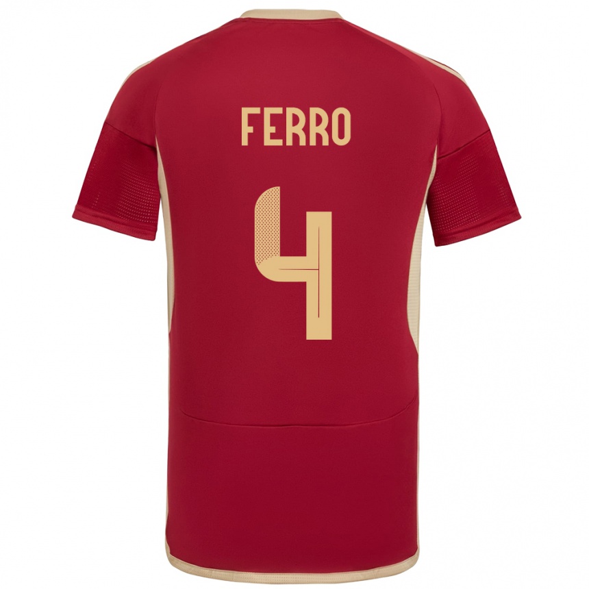 Men Football Venezuela Andrés Ferro #4 Burgundy Home Jersey 24-26 T-Shirt Uk