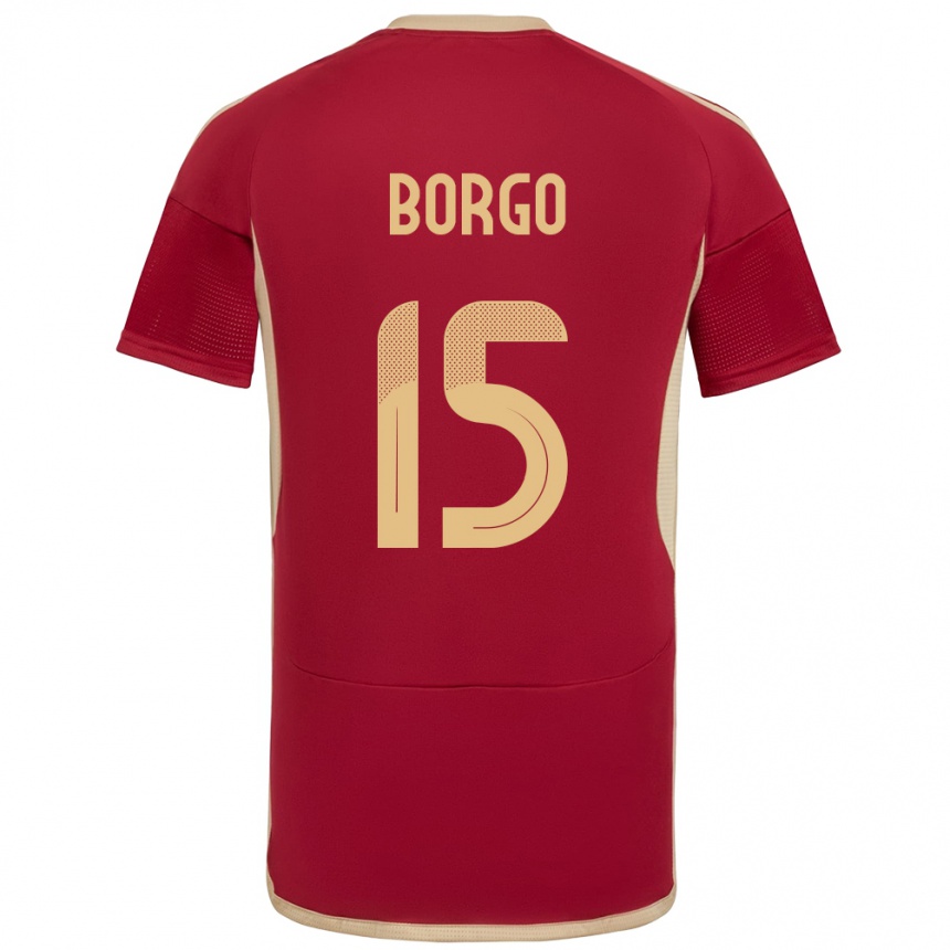 Men Football Venezuela Ángel Borgo #15 Burgundy Home Jersey 24-26 T-Shirt Uk