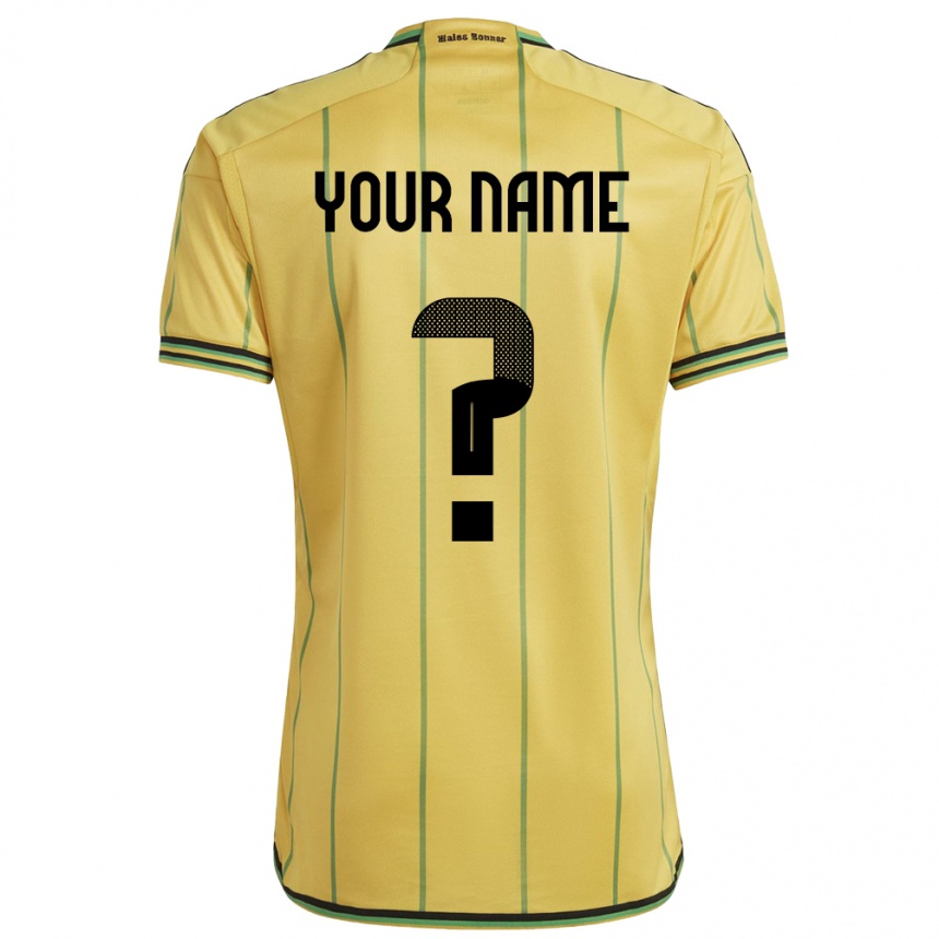 Men Football Jamaica Your Name #0 Yellow Home Jersey 24-26 T-Shirt Uk