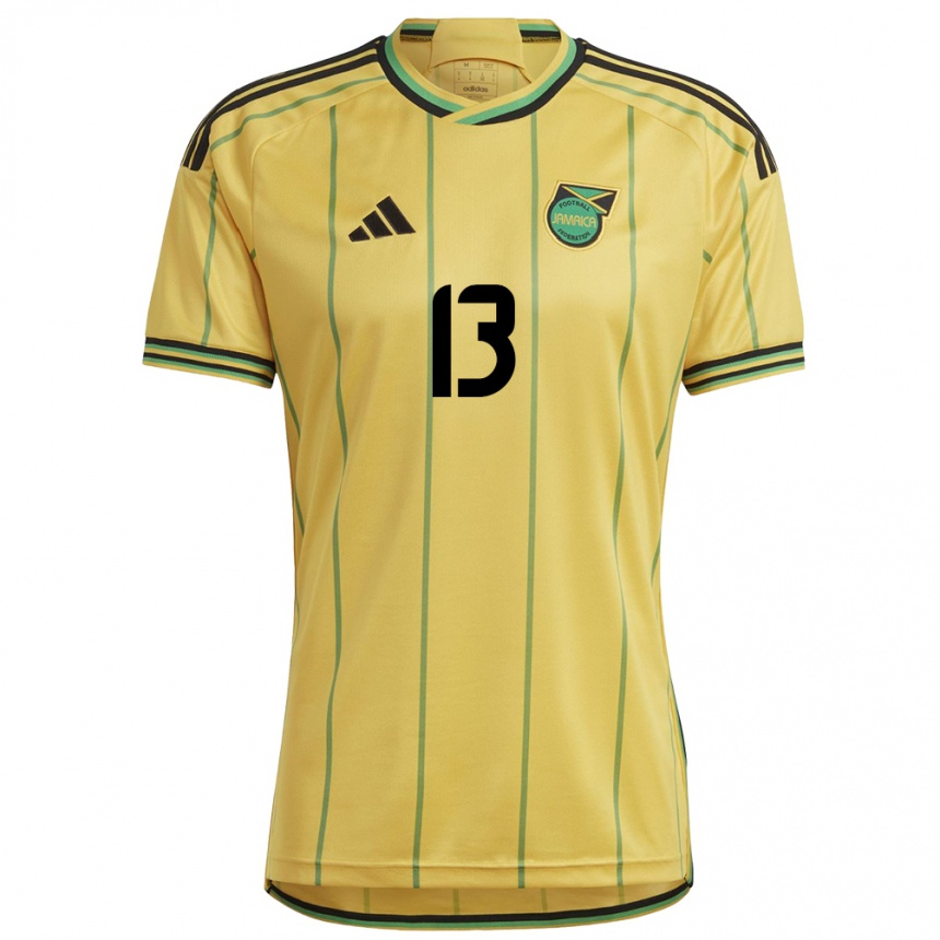 Men Football Jamaica Allyson Swaby #13 Yellow Home Jersey 24-26 T-Shirt Uk