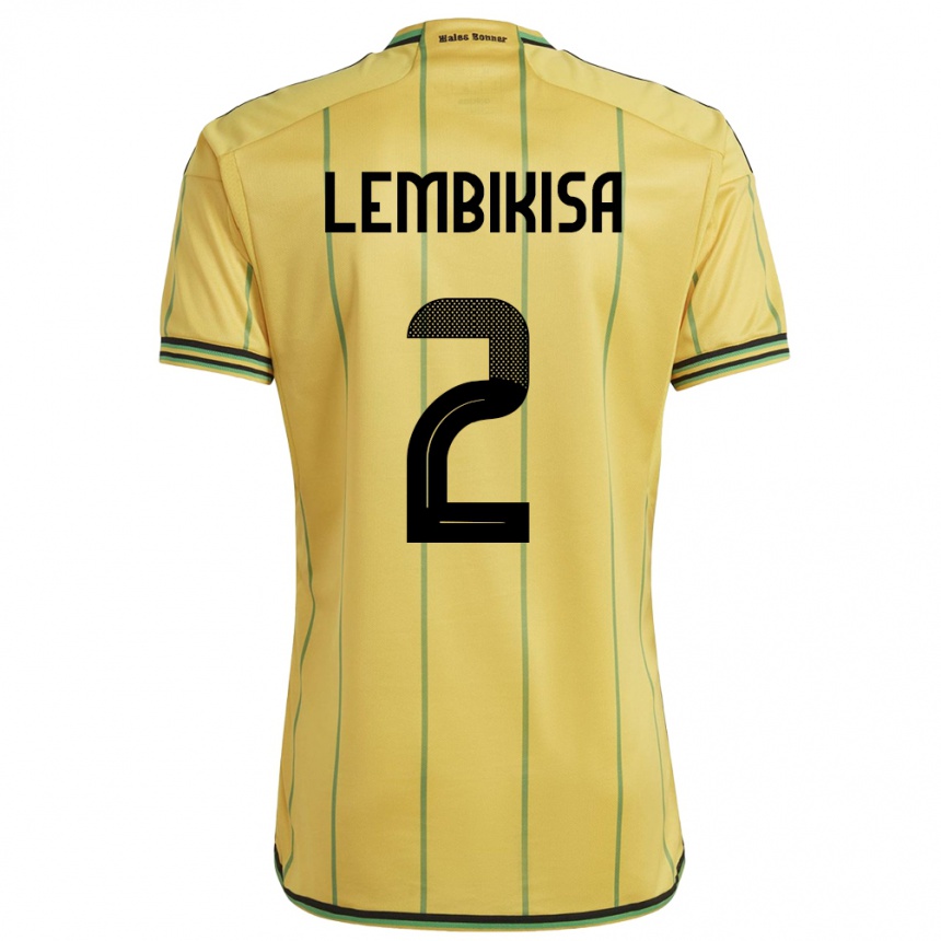 Men Football Jamaica Dexter Lembikisa #2 Yellow Home Jersey 24-26 T-Shirt Uk