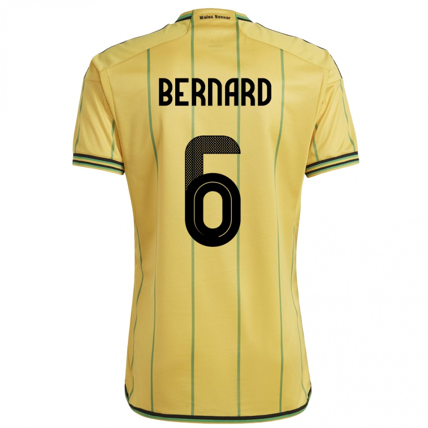 Men Football Jamaica Di'shon Bernard #6 Yellow Home Jersey 24-26 T-Shirt Uk