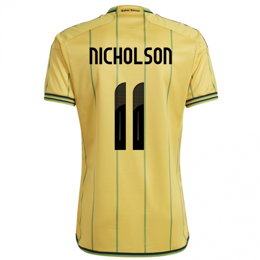 Men Football Jamaica Shamar Nicholson #11 Yellow Home Jersey 24-26 T-Shirt Uk