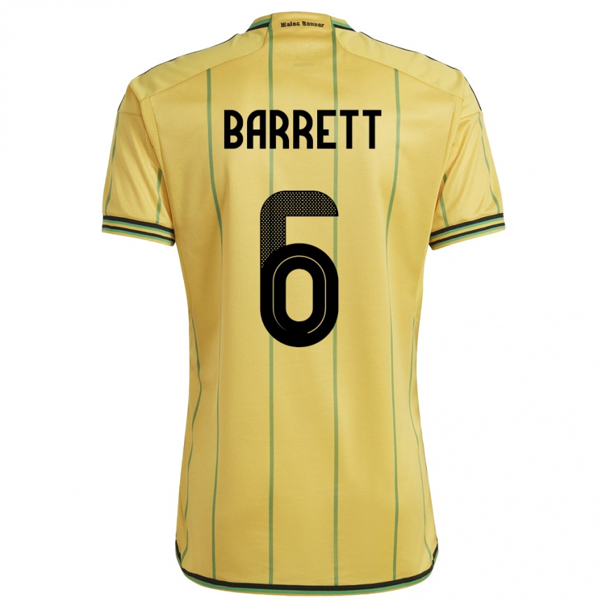 Men Football Jamaica Ronaldo Barrett #6 Yellow Home Jersey 24-26 T-Shirt Uk