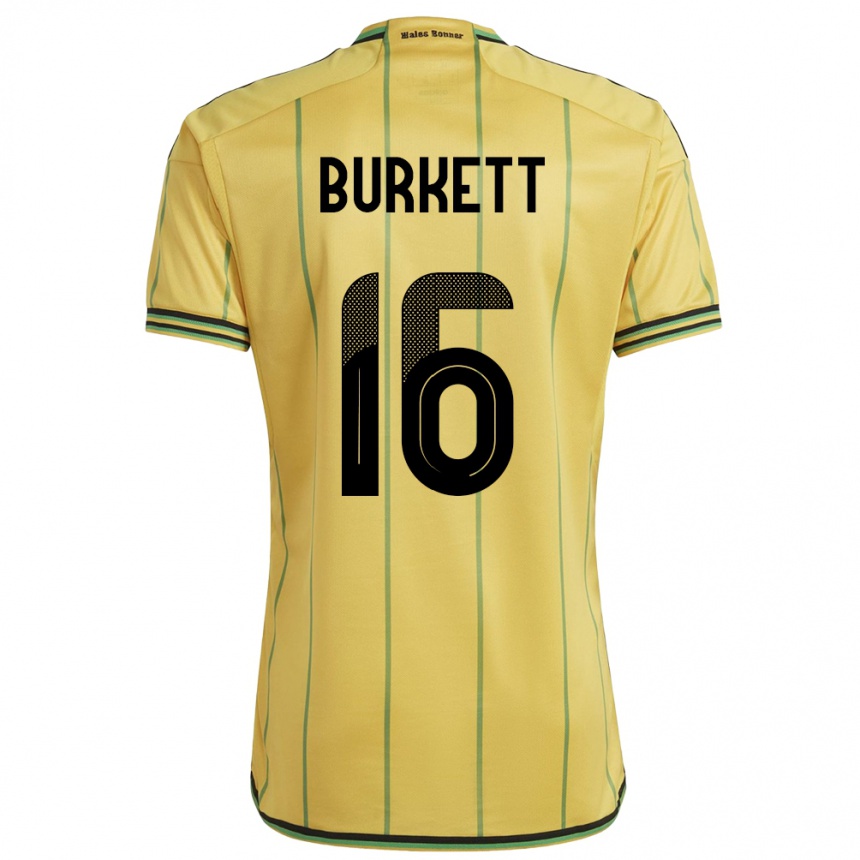 Men Football Jamaica Brian Burkett #16 Yellow Home Jersey 24-26 T-Shirt Uk