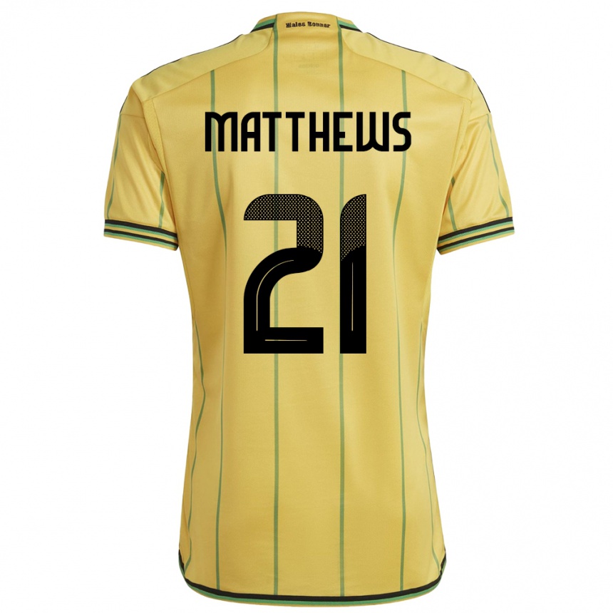 Men Football Jamaica Cheyna Matthews #21 Yellow Home Jersey 24-26 T-Shirt Uk