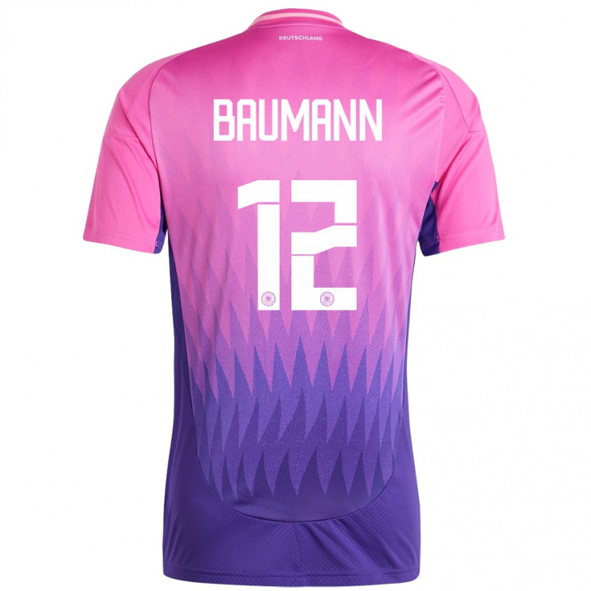 Men Football Germany Oliver Baumann #12 Pink Purple Away Jersey 24-26 T-Shirt Uk