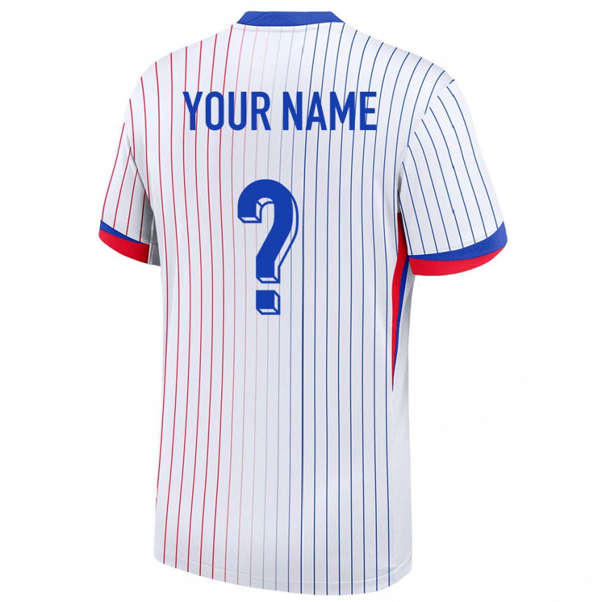 Men Football France Your Name #0 White Away Jersey 24-26 T-Shirt Uk