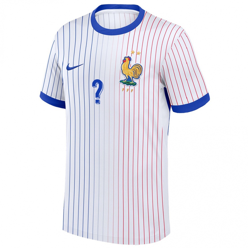 Men Football France Your Name #0 White Away Jersey 24-26 T-Shirt Uk