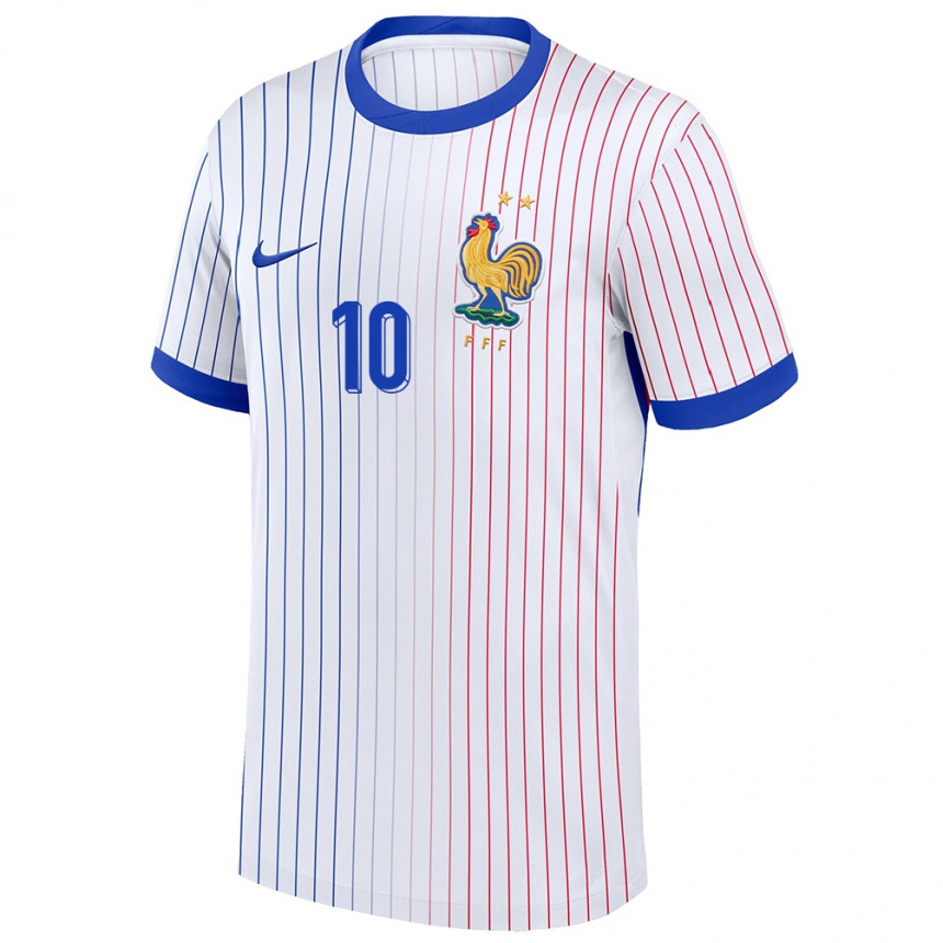 Men Football France Kylian Mbappe #10 White Away Jersey 24-26 T-Shirt Uk