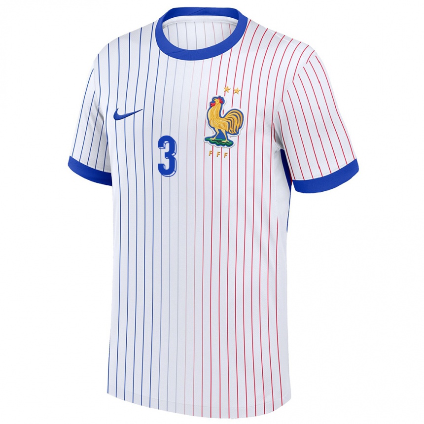 Men Football France Jaouen Hadjam #3 White Away Jersey 24-26 T-Shirt Uk