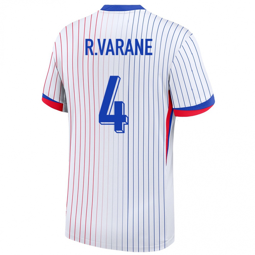 Men Football France Raphael Varane #4 White Away Jersey 24-26 T-Shirt Uk