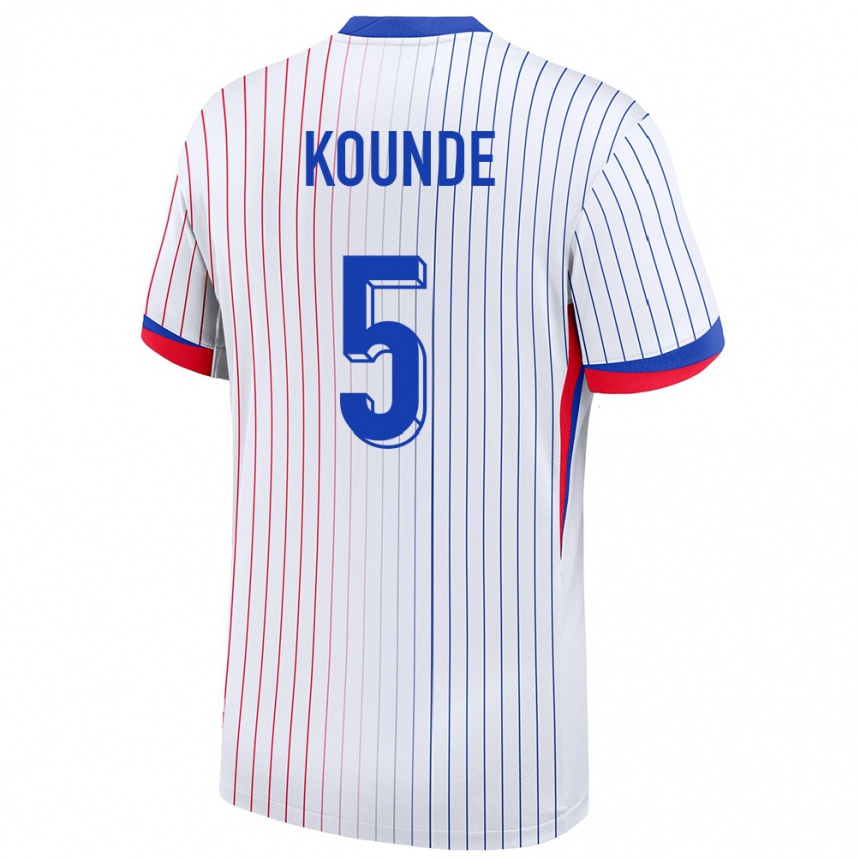 Men Football France Jules Kounde #5 White Away Jersey 24-26 T-Shirt Uk