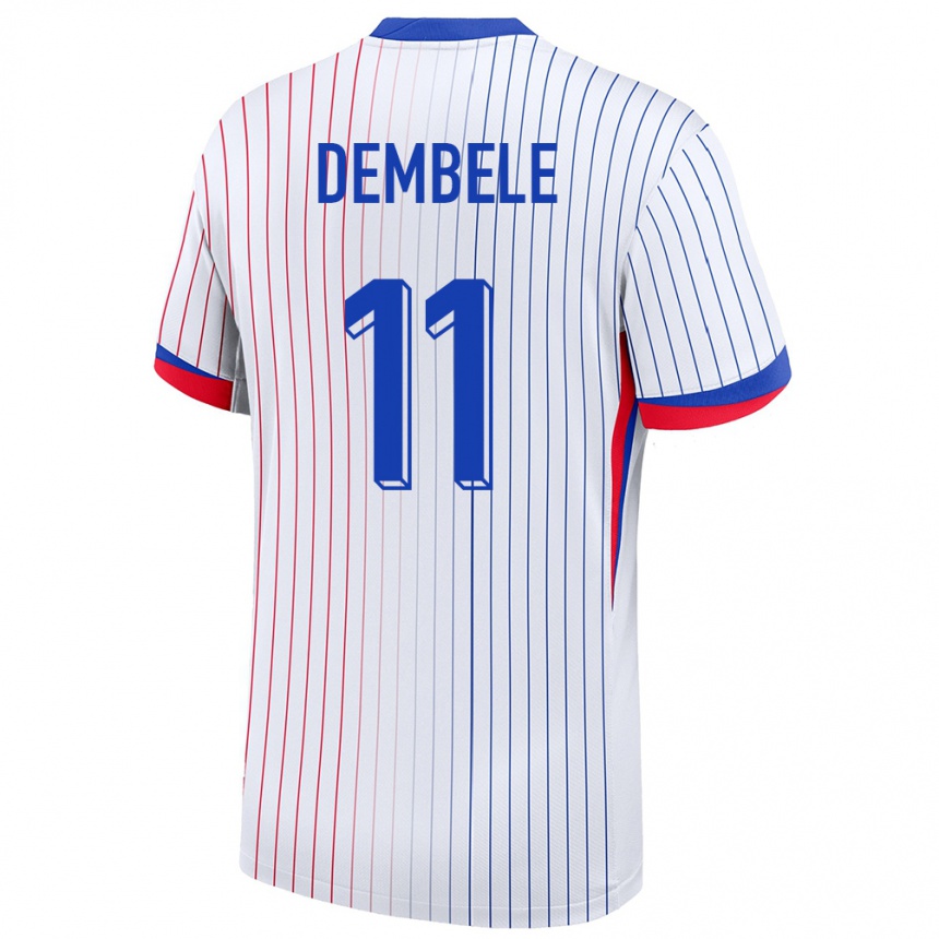 Men Football France Ousmane Dembele #11 White Away Jersey 24-26 T-Shirt Uk