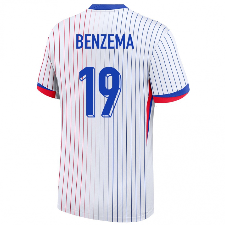 Men Football France Karim Benzema #19 White Away Jersey 24-26 T-Shirt Uk